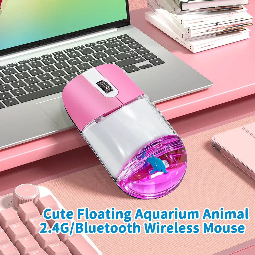 Creative Ocean Doll Wireless Mouse, New Cute Floating Aquarium Animal, 2.4G Bluetooth Mice for Laptop and PC