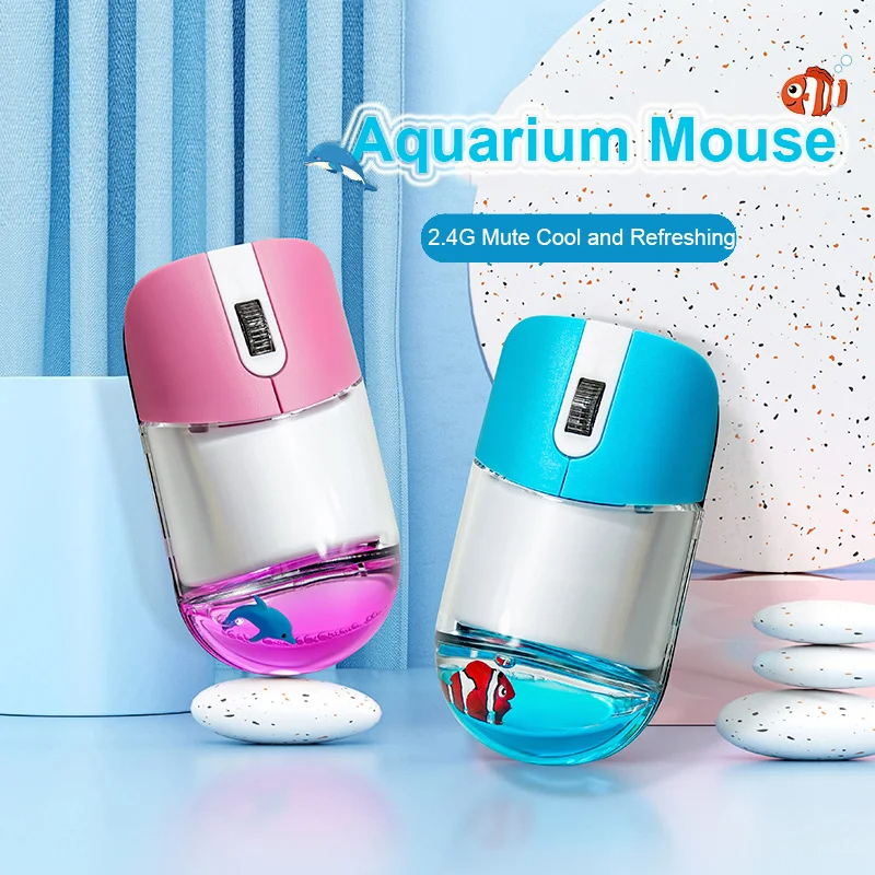 Creative Ocean Doll Wireless Mouse, New Cute Floating Aquarium Animal, 2.4G Bluetooth Mice for Laptop and PC