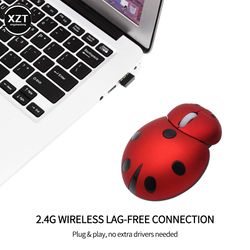 creative ladybug shape portable wireless laser mini ergonomic computer mouse, usb animal mause, pc laptop gift
