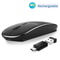 Silent Wireless Mouse with USB Receiver, Rechargeable Metal Optical Mouse, Noiseless Click Laptop PC Mouse