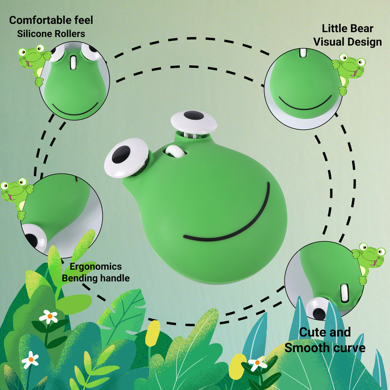Wireless Cute Frog Mouse Dual Mode Bluetooth, Silent Click, Light Weight Office Mouse, Portable for Kids Gift Use