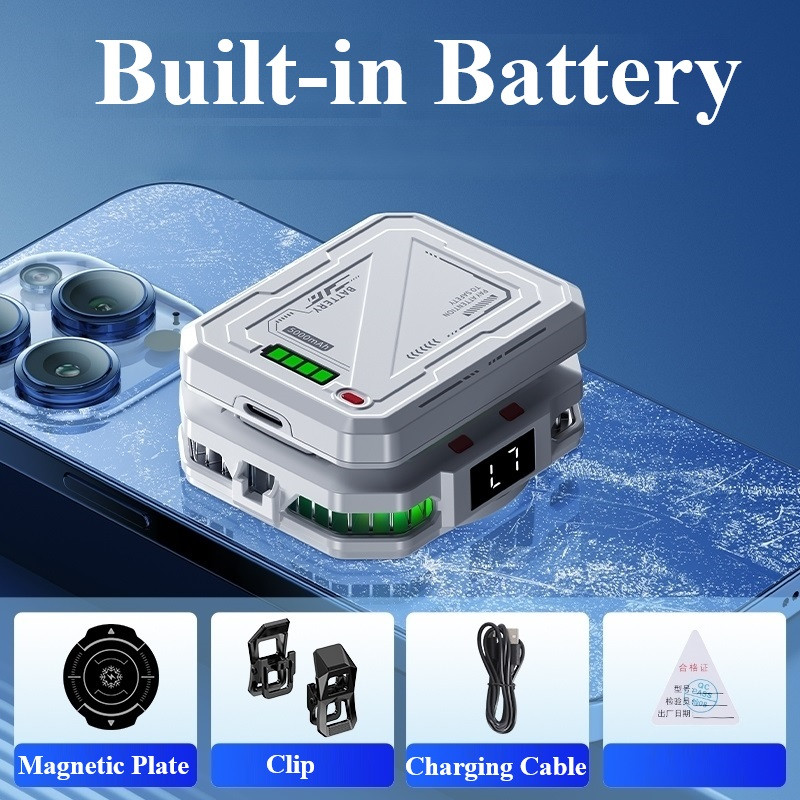 Phone Cooler Radiator 5000mAh, Ice Cooling Power, Magnetic Clip-on Cooling Fan for Smartphone Gaming