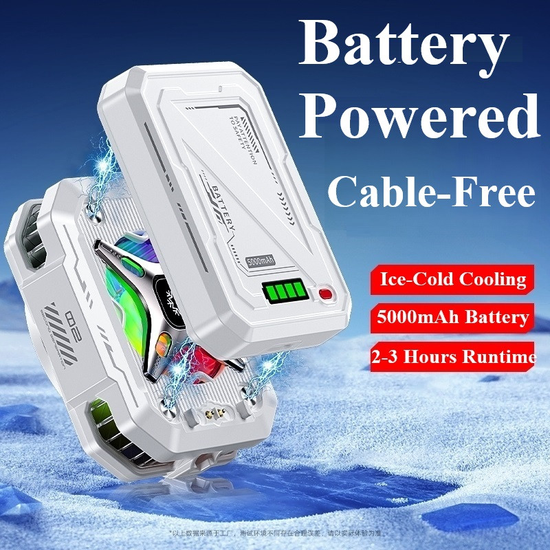 Phone Cooler Radiator 5000mAh, Ice Cooling Power, Magnetic Clip-on Cooling Fan for Smartphone Gaming
