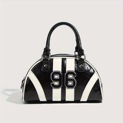 women trendy boston bag handbag, niche shoulder crossbody bag, fashion racing bowling purse for everyday use