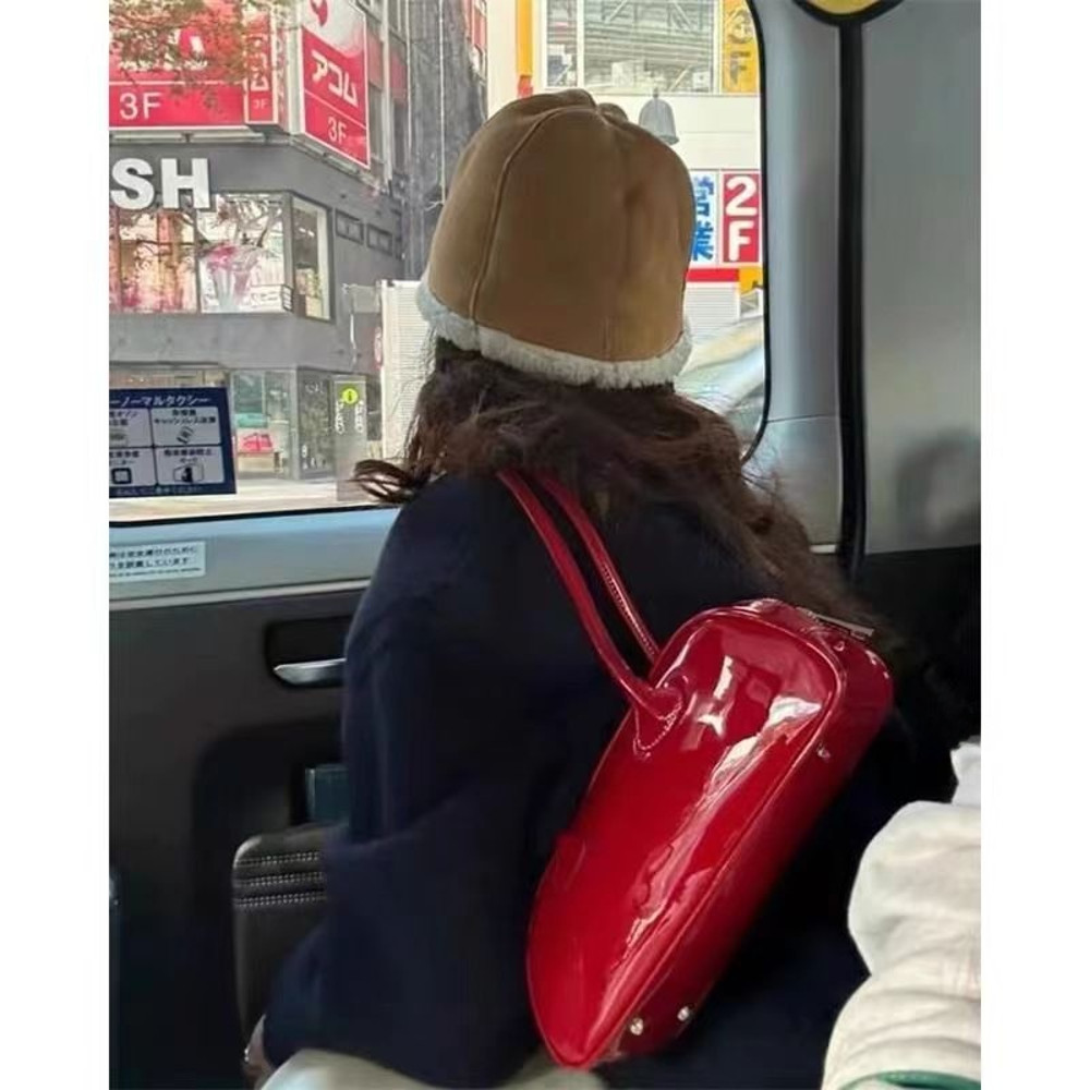 Womens Red Premium Boston Bag, Versatile Handbag for Work, Stylish Shoulder Crossbody Underarm Purse