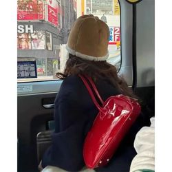 womens red premium boston bag, versatile handbag for work, stylish shoulder crossbody underarm purse