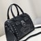 Boston Bag Dark Punk Style Handbag, Rivet Trend Shoulder Messenger Bag, Large Capacity Black Purse for Women