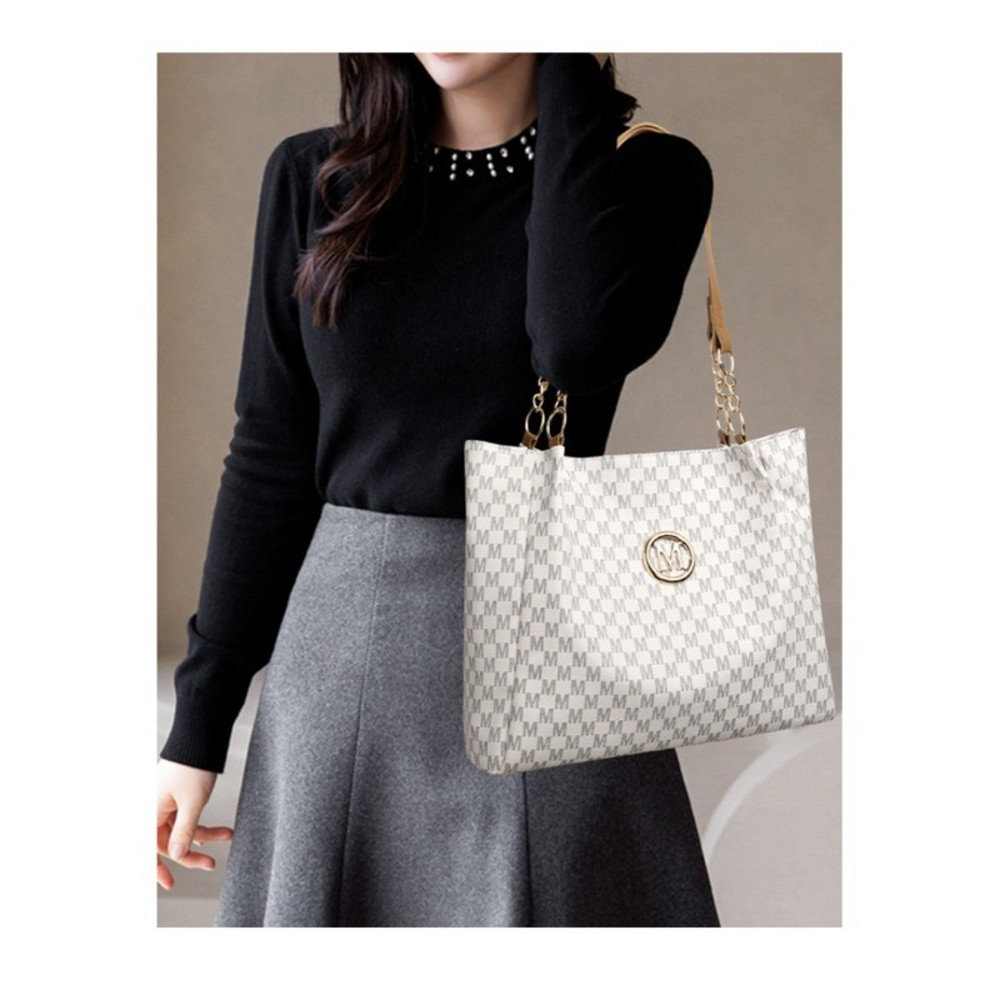 Stylish women commuter tote bags, large retro print shoulder bag, fashion handbag with big capacity for work or travel