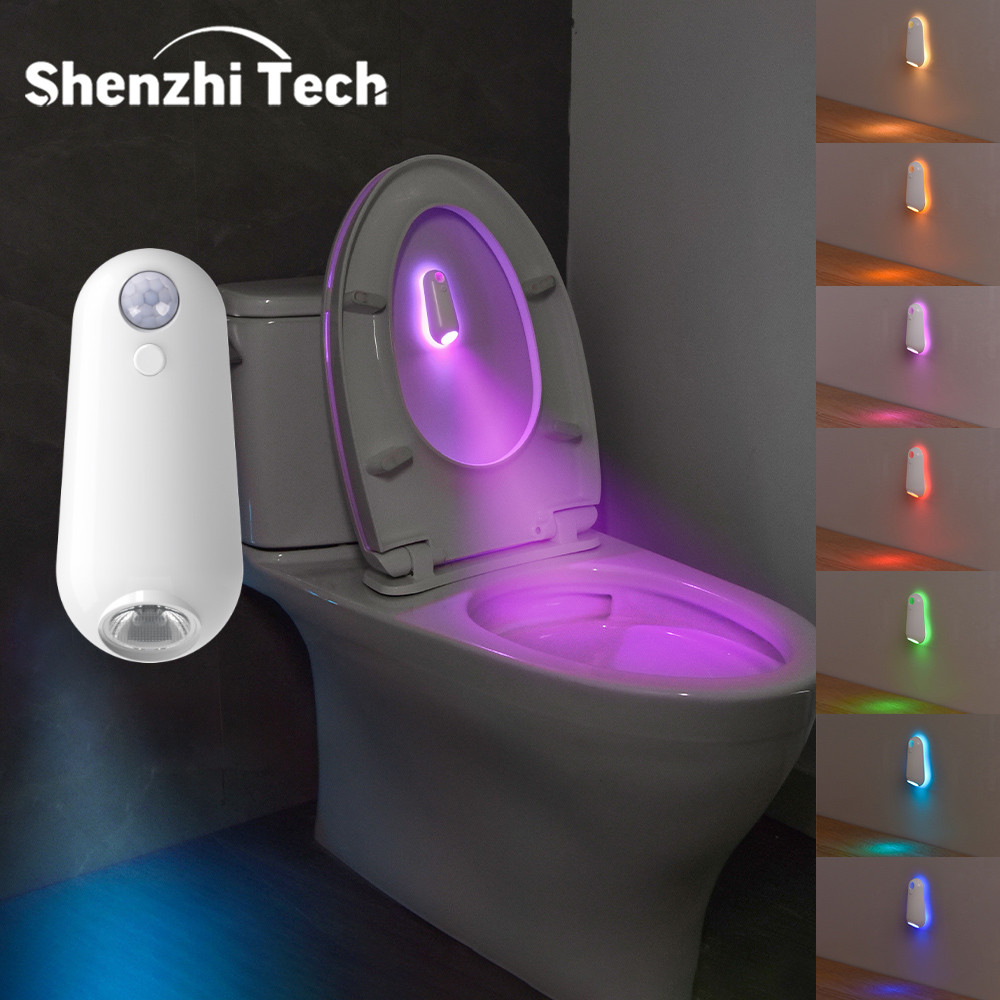 Toilet Seat Lights With Motion Sensor 8Color RGB LED Night Light USB Rechargeable For Home Camping 0