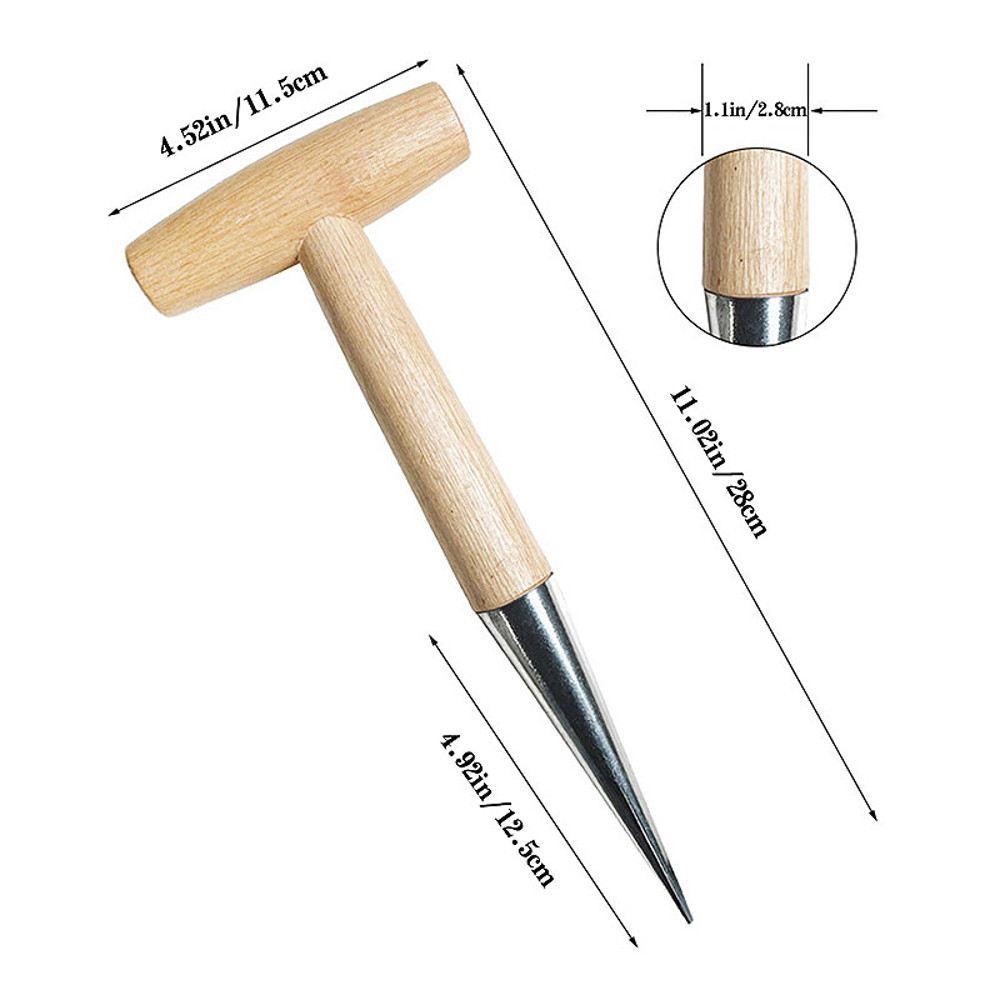 HeavyDuty Seed Transplanting Planting Tool Ergonomic TShaped Gardening Hole Puncher For Bulbs Seed 4