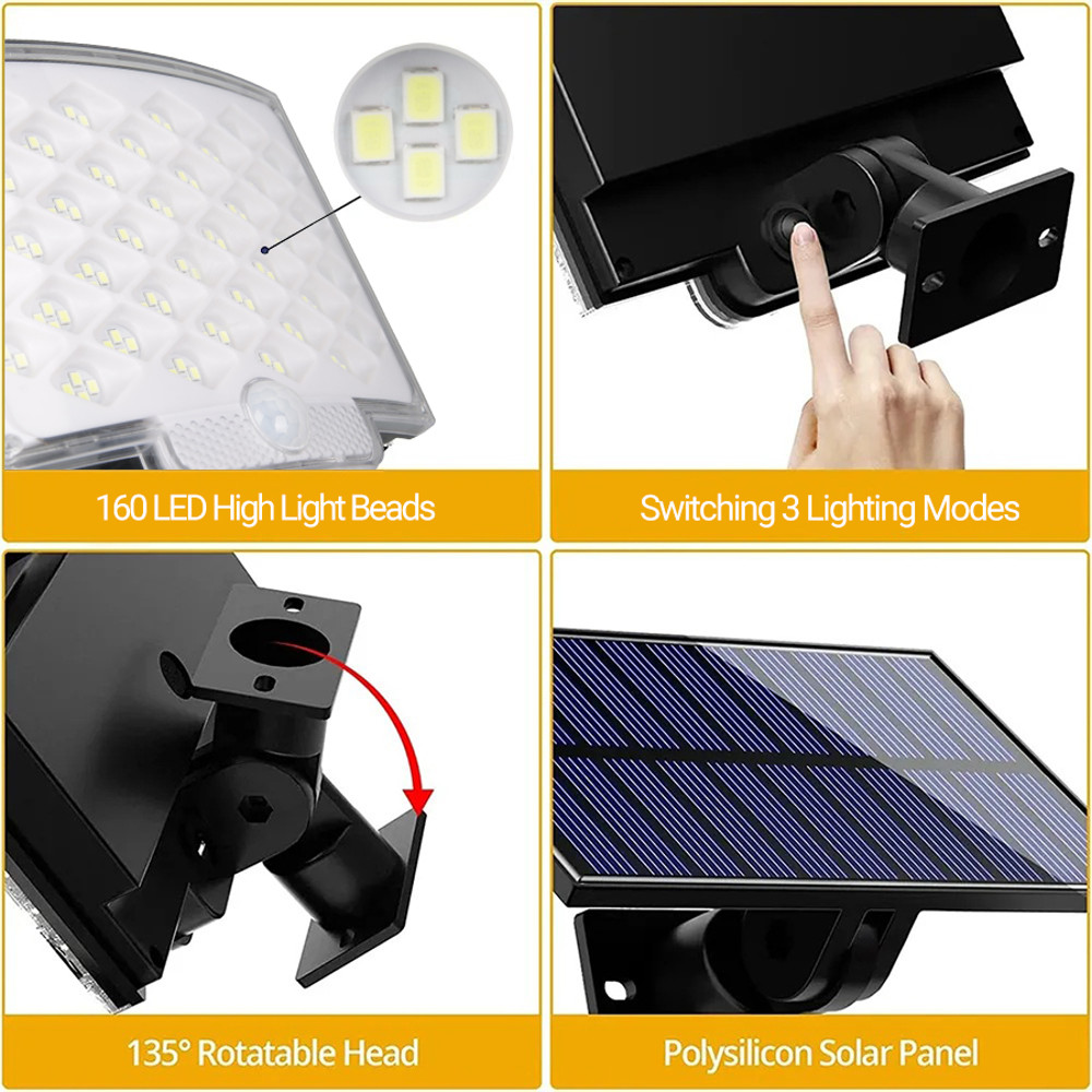 Solar Motion Light Outdoor Separate Panel 3 Light Modes Waterproof Solar Flood Lights for Garden, Garage & Wall Lightig