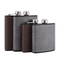 Portable Hip Flask with Brown Leather Cover Stainless Steel Flask for Alcohol & Whiskey Ideal Man Gift