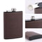 Portable Hip Flask with Brown Leather Cover Stainless Steel Flask for Alcohol & Whiskey Ideal Man Gift