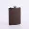 Portable Hip Flask with Brown Leather Cover Stainless Steel Flask for Alcohol & Whiskey Ideal Man Gift