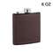 Portable Hip Flask with Brown Leather Cover Stainless Steel Flask for Alcohol & Whiskey Ideal Man Gift