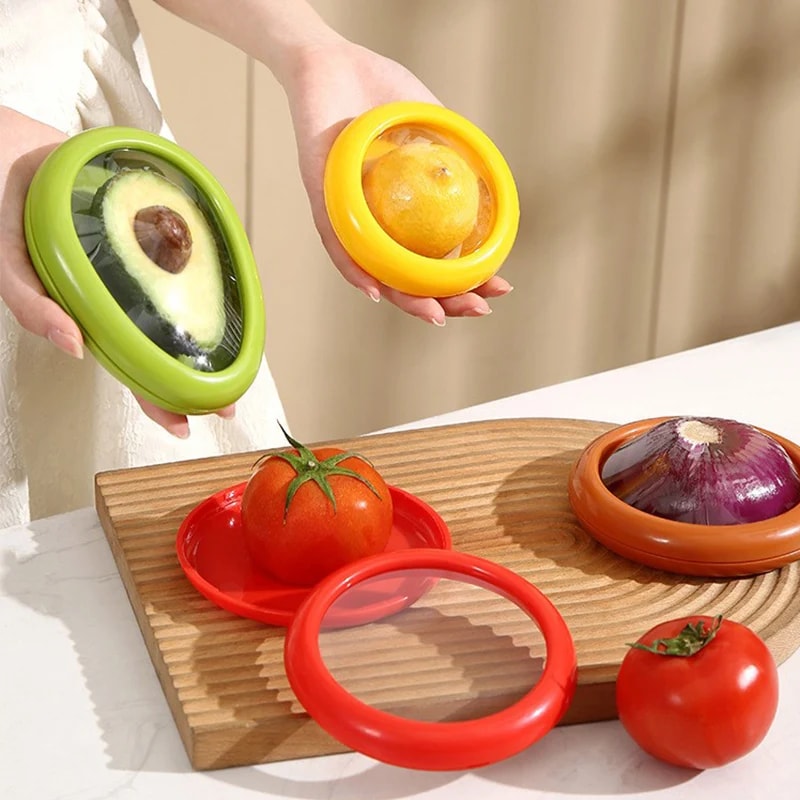 Avocado Food Storage Box, Fruit Vegetable Fresh-keeping Cover, Seal Cover Kitchen Accessories for Fridge & Meal Prep