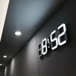 large 3d led wall clock digital display, alarm clock, time temp date function, table or wall mount