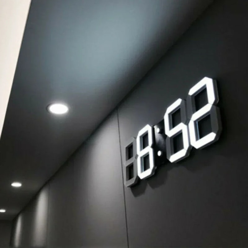 Large 3D LED Wall Clock Digital Display with Remote Control, Alarm Clock, Time Temp Date Function, Table or Wall Mount