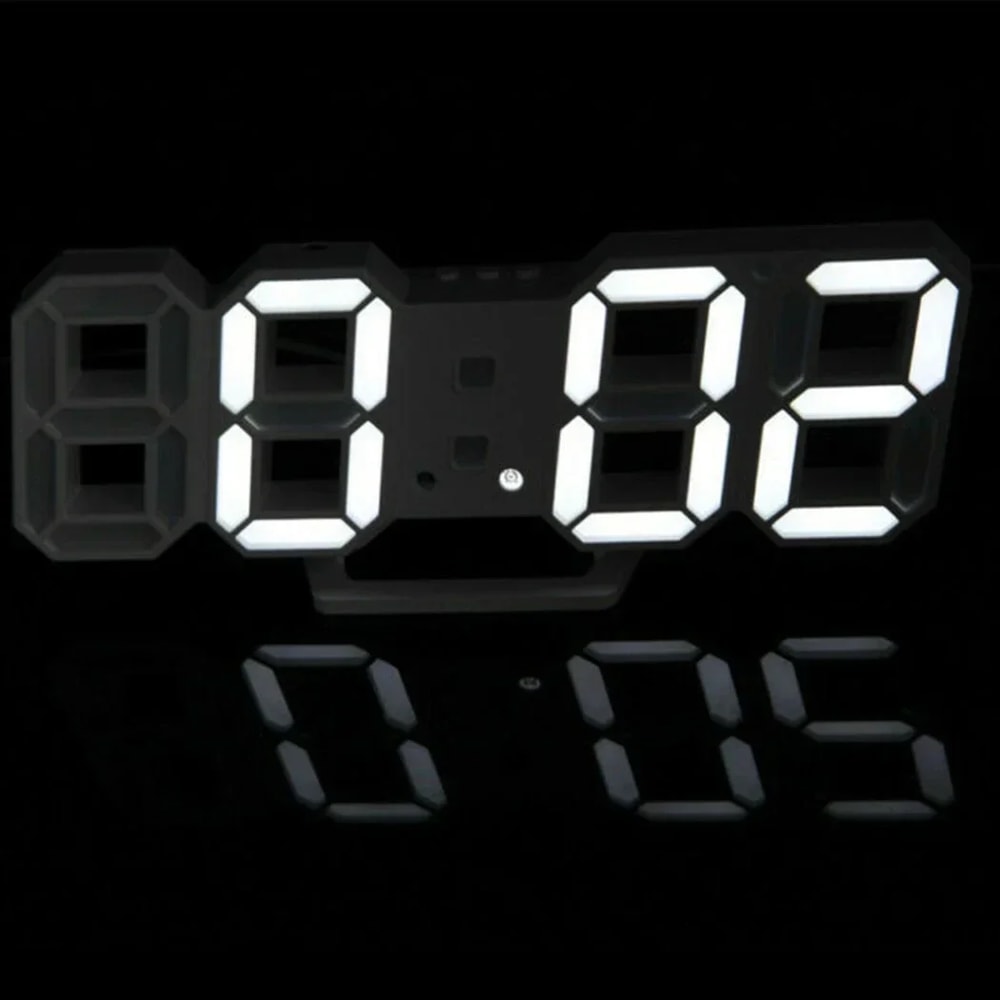 Large 3D LED Wall Clock Digital Display with Remote Control, Alarm Clock, Time Temp Date Function, Table or Wall Mount