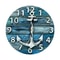 Decorative Nautical Anchor Beach Wall Clock, Navy Blue Bathroom Decor, Battery Operated Vintage Wall Clocks