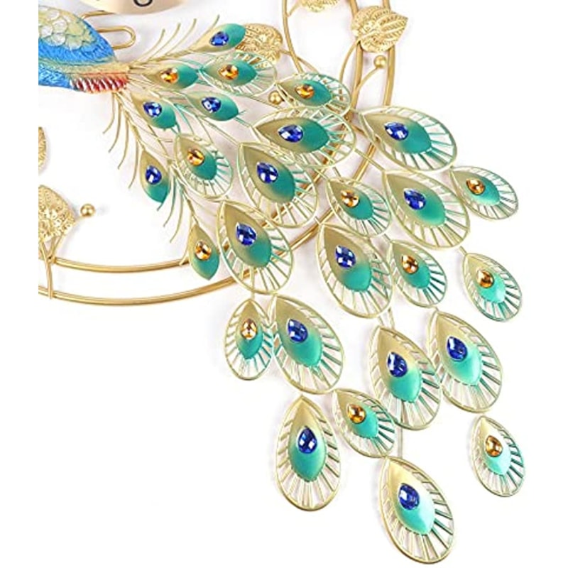 Peacock Shaped Wall Clock, Creative Metal Wall Clock, Modern Style Silent Wall Watch Clock for Living Room Decor