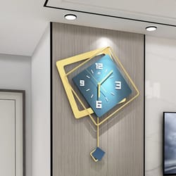 silent digital hanging wall clock, modern metal large green pendulum clock, simple home art decor wall watch