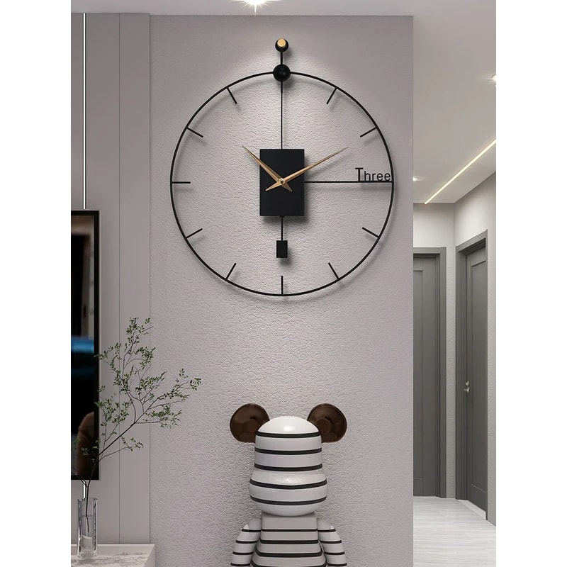 Large Wall Clock Stylish Luxury Design for Living Room, Modern Vintage Pendulum Swing Clock, Brief Home Decoration