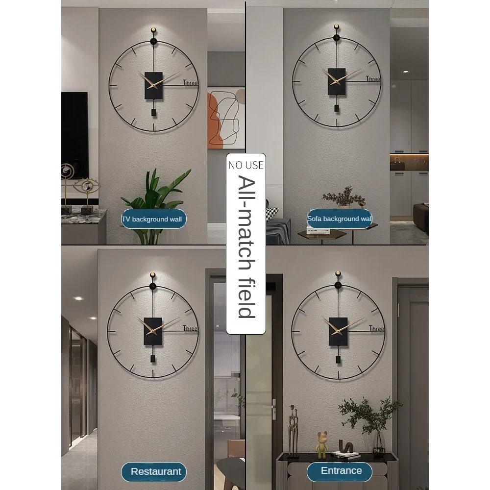 Large Wall Clock Stylish Luxury Design for Living Room, Modern Vintage Pendulum Swing Clock, Brief Home Decoration