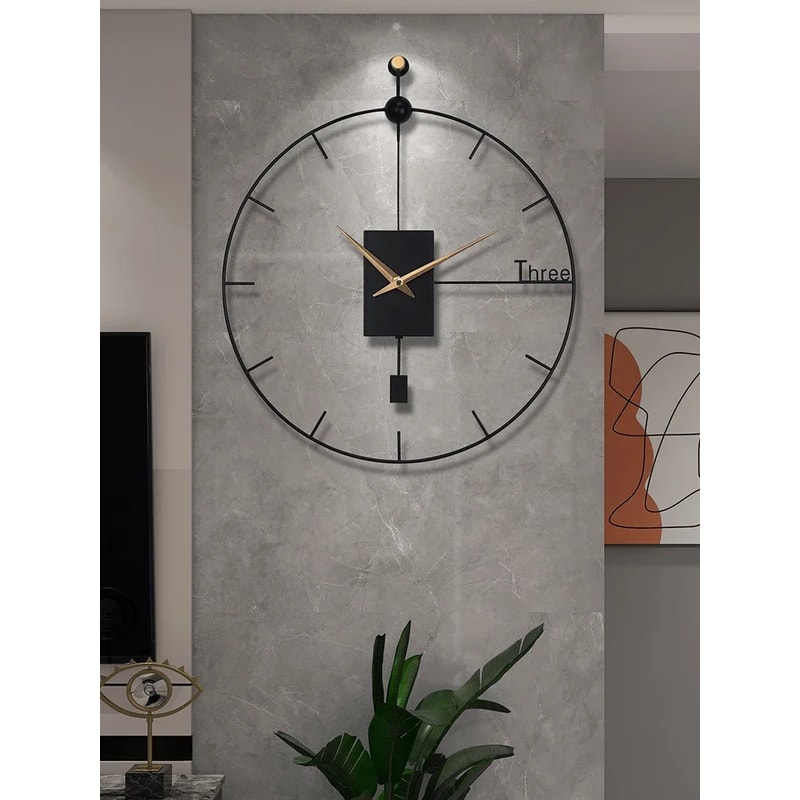 Large Wall Clock Stylish Luxury Design for Living Room, Modern Vintage Pendulum Swing Clock, Brief Home Decoration