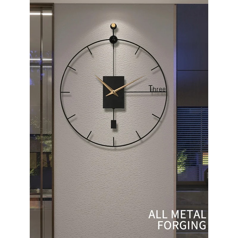 Large Wall Clock Stylish Luxury Design for Living Room, Modern Vintage Pendulum Swing Clock, Brief Home Decoration