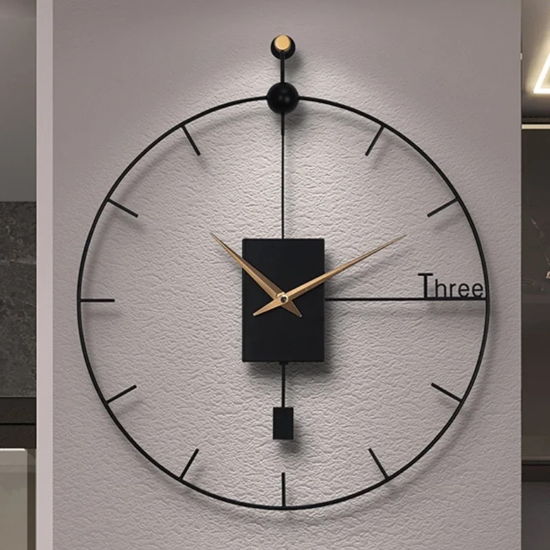 Large Wall Clock Stylish Luxury Design for Living Room, Modern Vintage Pendulum Swing Clock, Brief Home Decoration