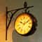 Double-Sided Antique Wall Clock European Style, Classic Wall Hanging Clock for Outdoor Living Room Decoration