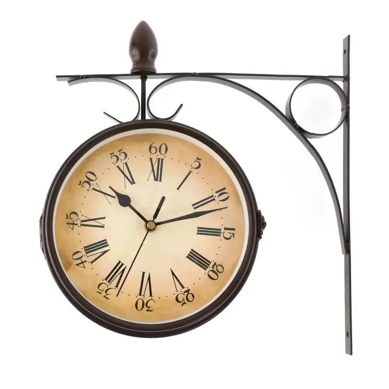 Double-Sided Antique Wall Clock European Style, Classic Wall Hanging Clock for Outdoor Living Room Decoration