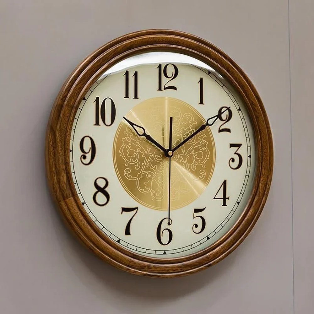 Modern Solid Wood Wall Clock For Living Room Large Silent Watch Decor Creative Home Accessories 0