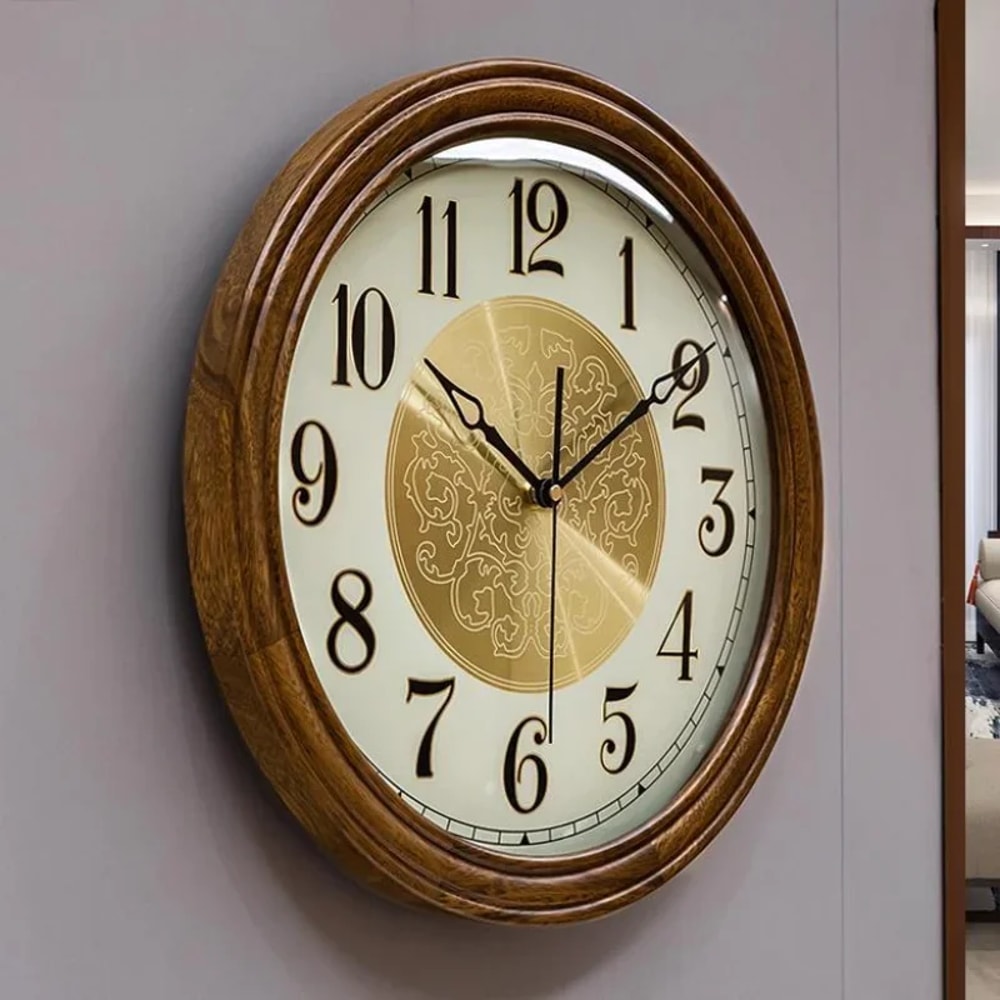 Modern Solid Wood Wall Clock For Living Room Large Silent Watch Decor Creative Home Accessories 4