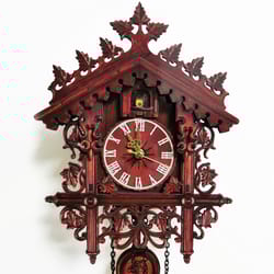 handcrafted vintage cuckoo clock tree house swing, mdf wooden wall clock with roman numbers, home office decor
