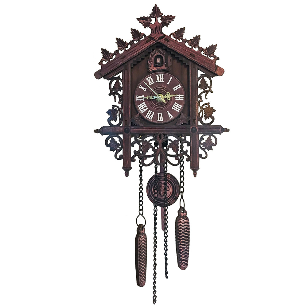 Handcrafted Vintage Cuckoo Clock Tree House Swing, MDF Wooden Wall Clock with Roman Numbers, Home Office Decor