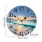 Vintage Rustic Beach Blue Wall Clock Non Ticking Coastal Decor for Girl Boy Bedroom, Bathroom, Kitchen, Office