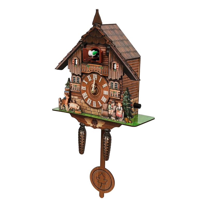 Retro Wooden Cuckoo Wall Clock with Pendulum, Vintage Hanging Clock for Bedroom, Office, Living Room Wall Decoration