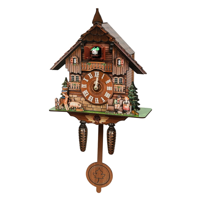 Retro Wooden Cuckoo Wall Clock with Pendulum, Vintage Hanging Clock for Bedroom, Office, Living Room Wall Decoration