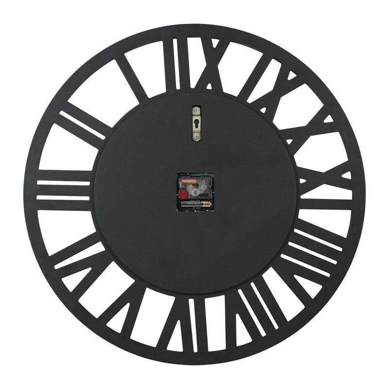 Large Mirrored Wall Clock, Round Roman Skeleton Design, Beveled Elegant Living Room Fireplace Home Decor