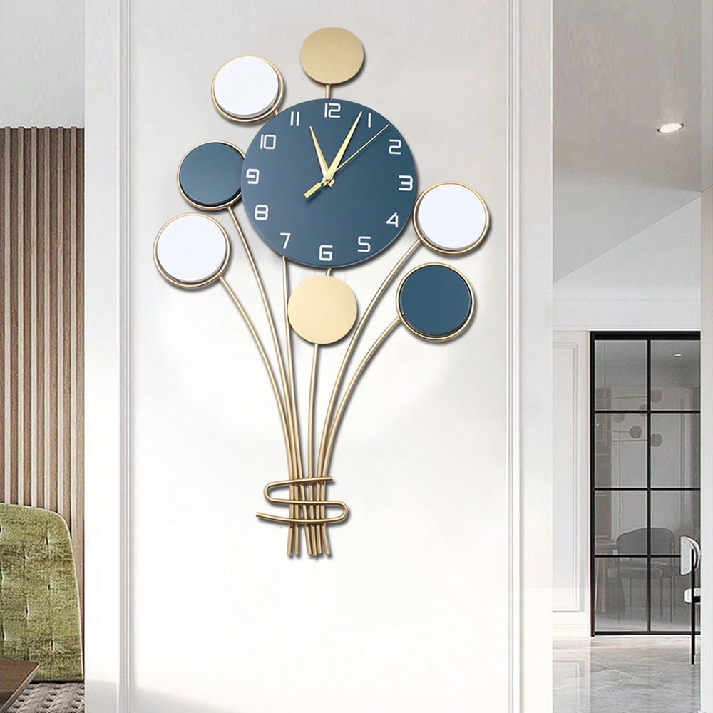 Silent Large Wall Clock Without Drilling, Battery Operated Balloon Clock, Simple Wall Art for Bedroom, Kids Room