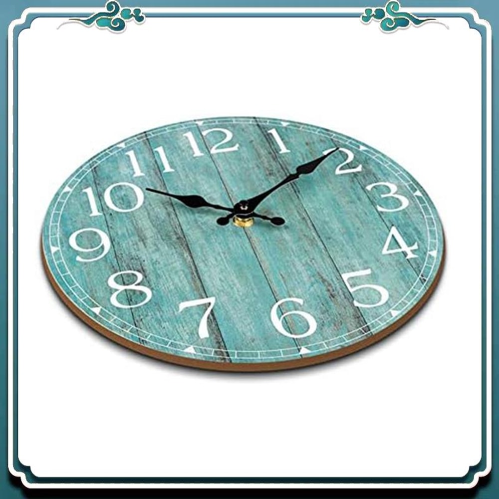 Battery Operated Wall Clock Teal Green, Silent Non-Ticking Turquoise Decorative Clock for Office, Patio, Indoor Outdoor