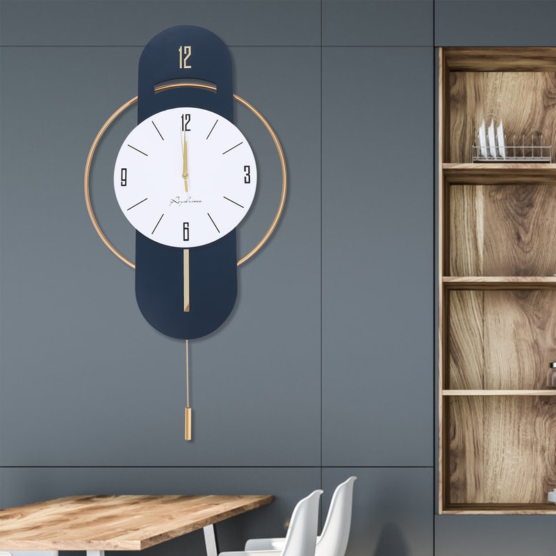 Stylish Modern Luxury Wall Clock with Golden Pointers, Battery Operated, High Density Board Dial, Clear Display