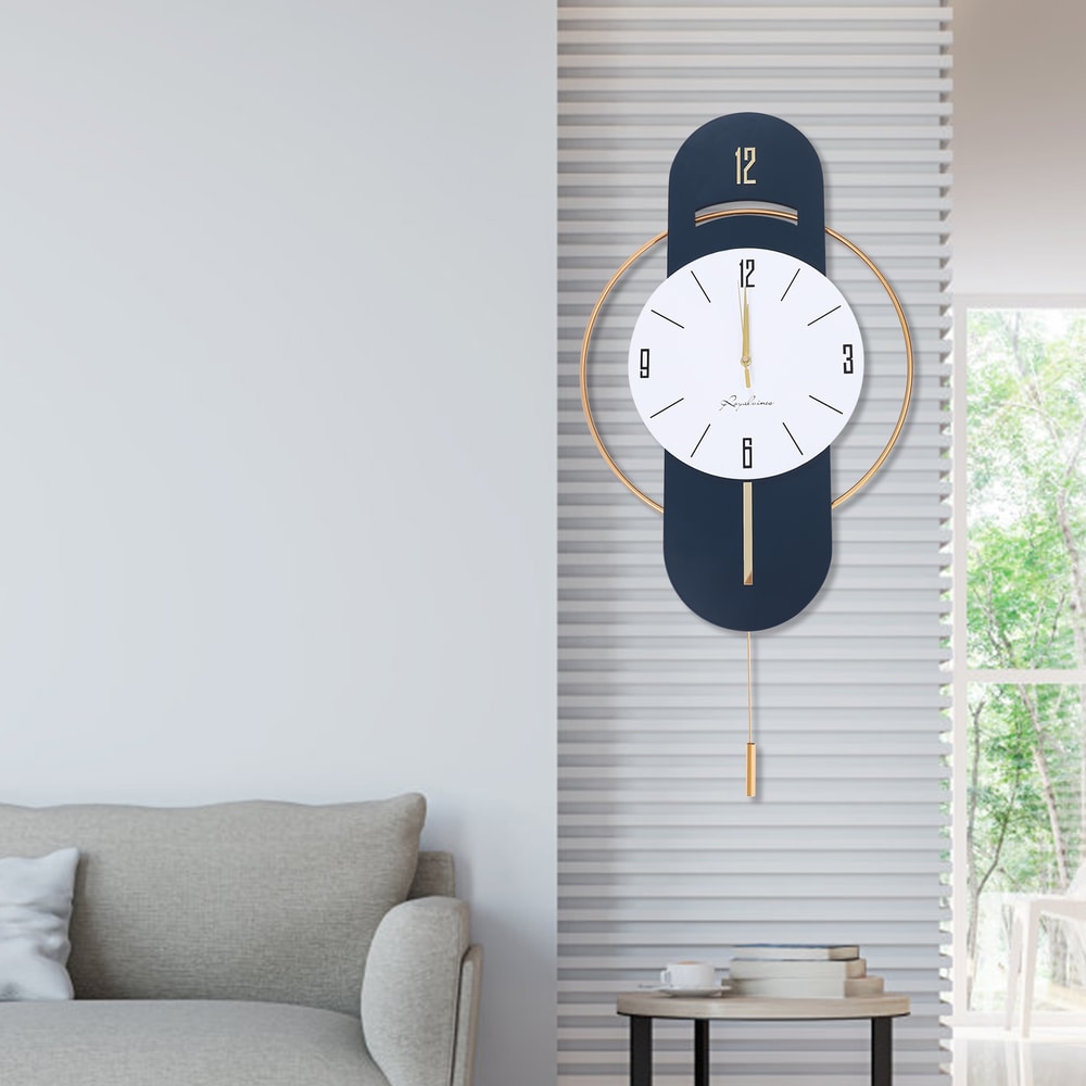 Stylish Modern Luxury Wall Clock with Golden Pointers, Battery Operated, High Density Board Dial, Clear Display