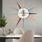 Silent Modern Colorful Starburst Wall Clock, Metal Timepiece for Bedroom Decor, Living Room Accent Clock Wall Art