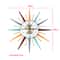Silent Modern Colorful Starburst Wall Clock, Metal Timepiece for Bedroom Decor, Living Room Accent Clock Wall Art