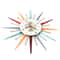 Silent Modern Colorful Starburst Wall Clock, Metal Timepiece for Bedroom Decor, Living Room Accent Clock Wall Art
