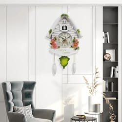 nordic cuckoo clock wall clock bird house with day time hourly alarm, pendulum clock for living room, kids room