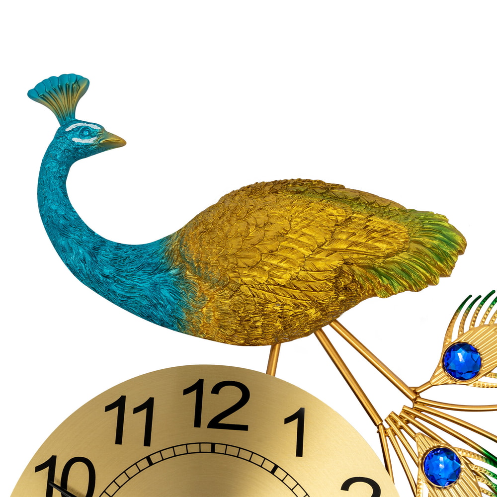 Metal Luxury Peacock Large Wall Clock, 3D Wall Watch for Living Room, Elegant Home Decor Gift Accent Piece